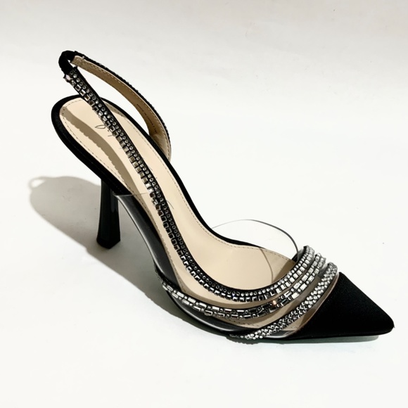 Betsey Johnson Dora Clear Slingback Black Dress Shoes Pointed Toe Pumps 7.5 - Picture 8 of 13